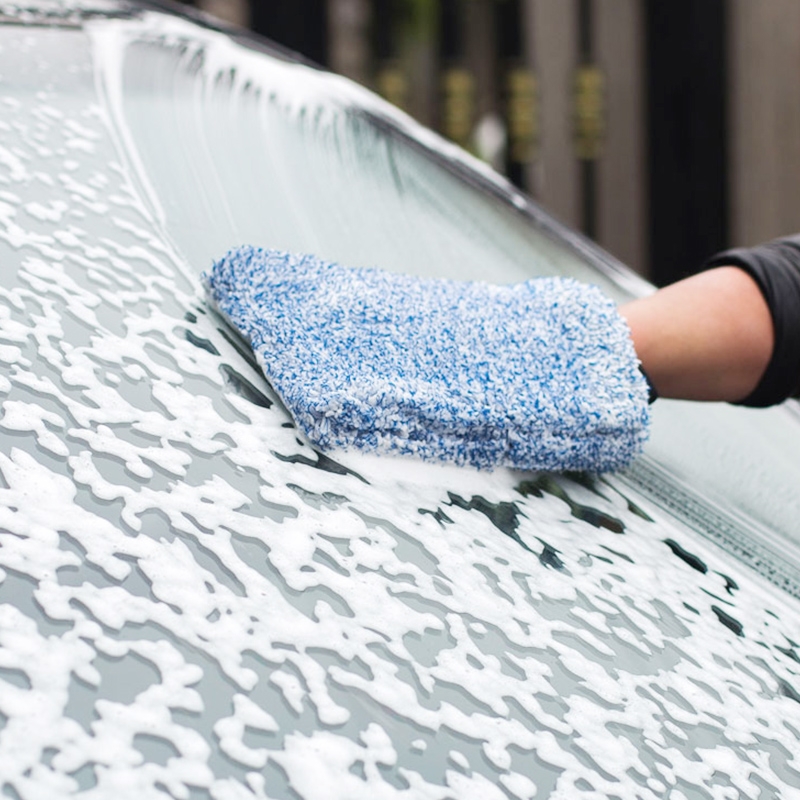 Bao Tay Rửa Xe 2 Mặt Microfiber Sợi Ngắn