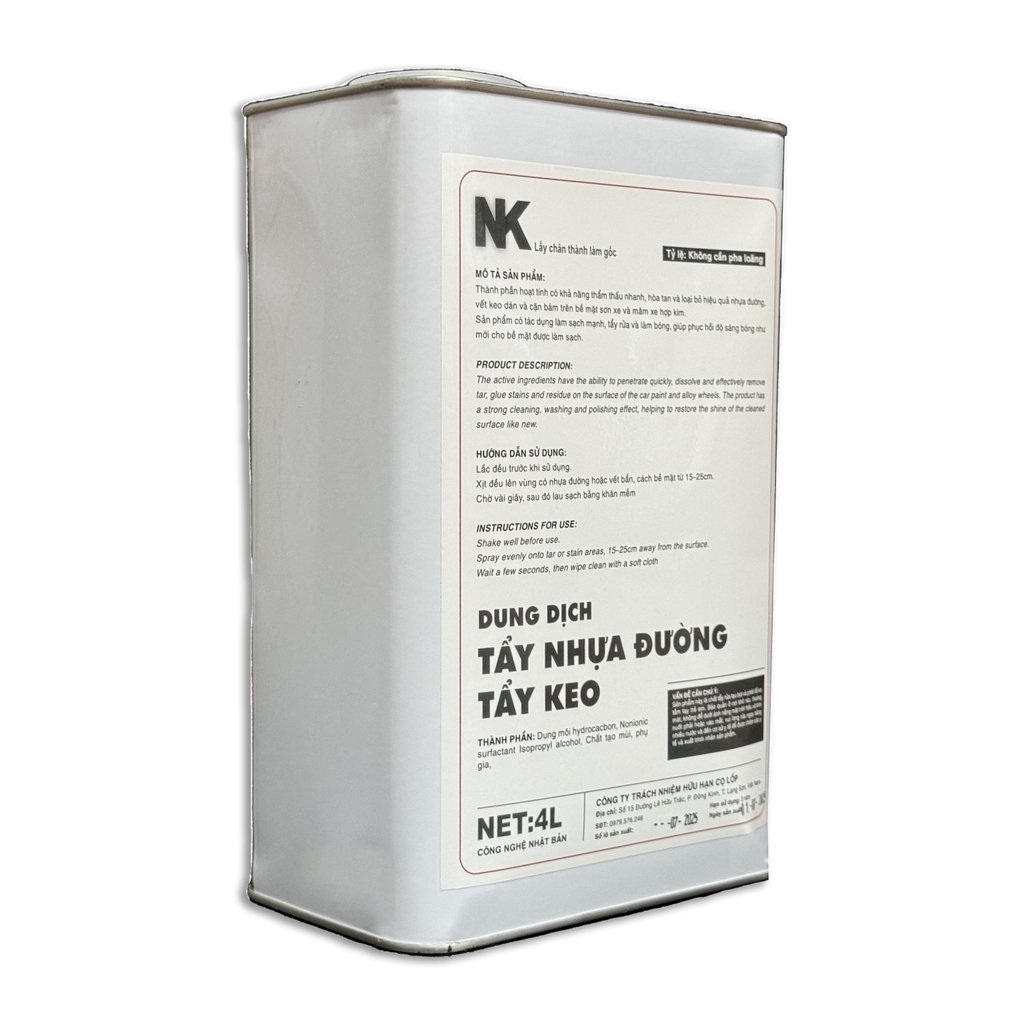 Dung Dịch Tẩy Nhựa Đường, Tẩy Keo NK - Can 4L - Asphalt Remover