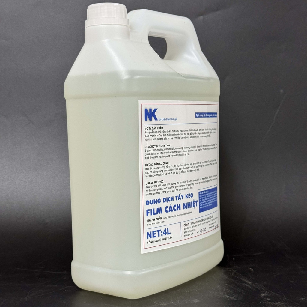 Tẩy Keo Phim Cách Nhiệt NK - Can 4L - Solar Film Degumming Agent