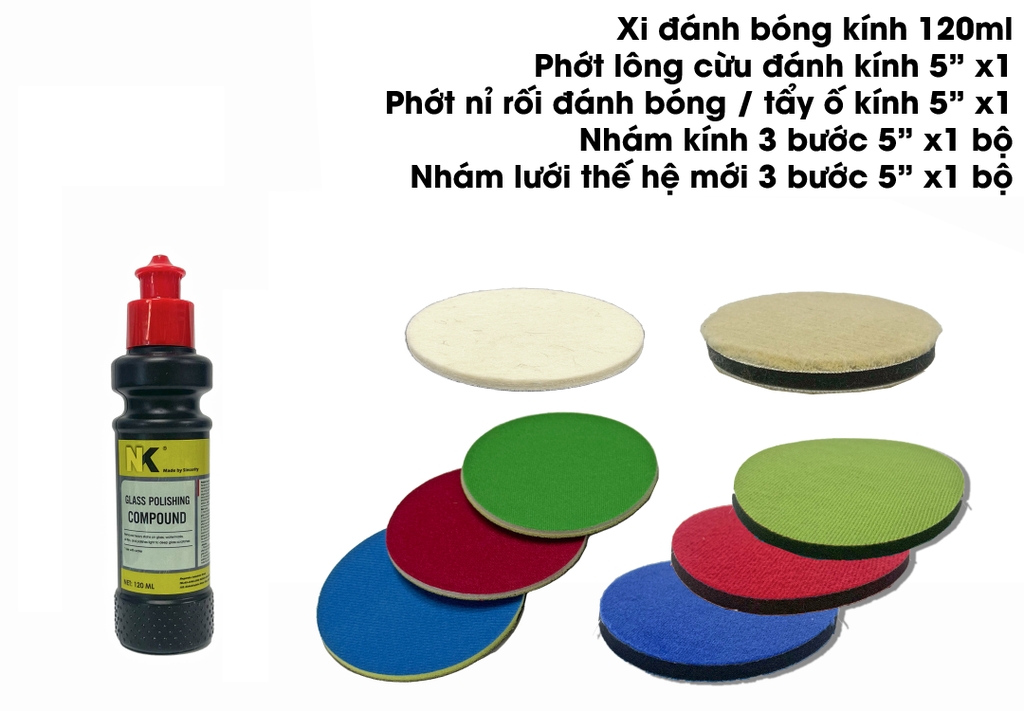 Combo Đánh Bóng Kính, Xóa Xước Kính NK