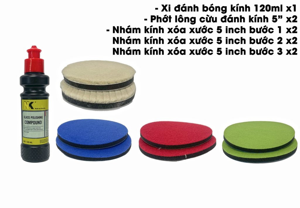 Combo Đánh Bóng Kính, Xóa Xước Kính NK