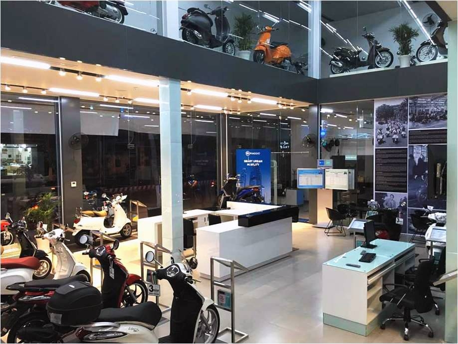 THI CÔNG HỆ THỐNG SHOWROOM TRƯNG BÀY PIAGGIO TOÀN CẦU