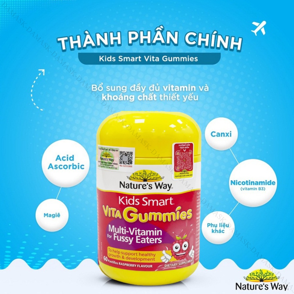 Kẹo vitamin tổng hợp Gummies Multi Vitamin for Fussy Eaters Natura Way  Damask - Mỹ Phẩm Chính Hãng