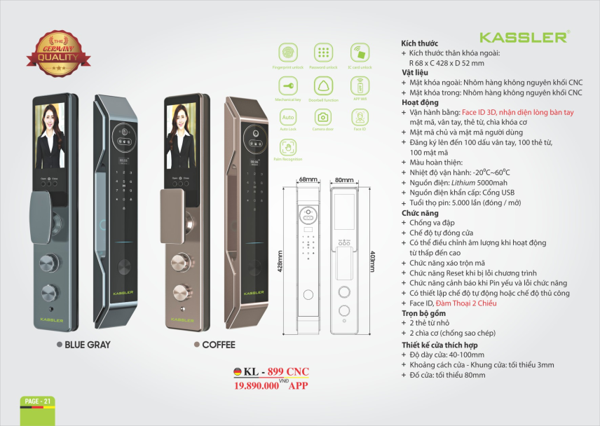 KHÓA THÔNG MINH KASSLER KL-828F