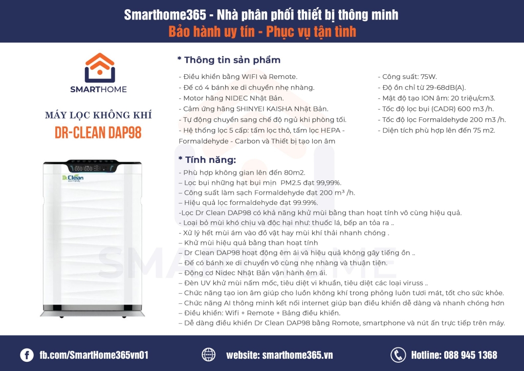 MÁY LỌC KHÔNG KHÍ DR-CLEAN DAP98