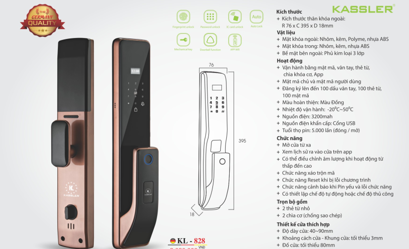 KHÓA THÔNG MINH KASSLER KL-828