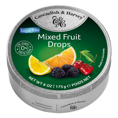 Kẹo trái cây Cavendish & Harvey vị Mixed Fruit Drops hộp 175gr (Sugarfree)