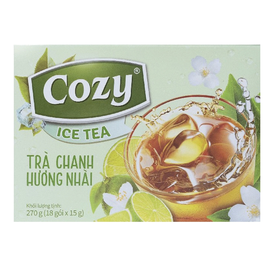 Trà chanh hòa tan Cozy Ice Tea vị Nhài hộp 270gr (18 gói) Can.D