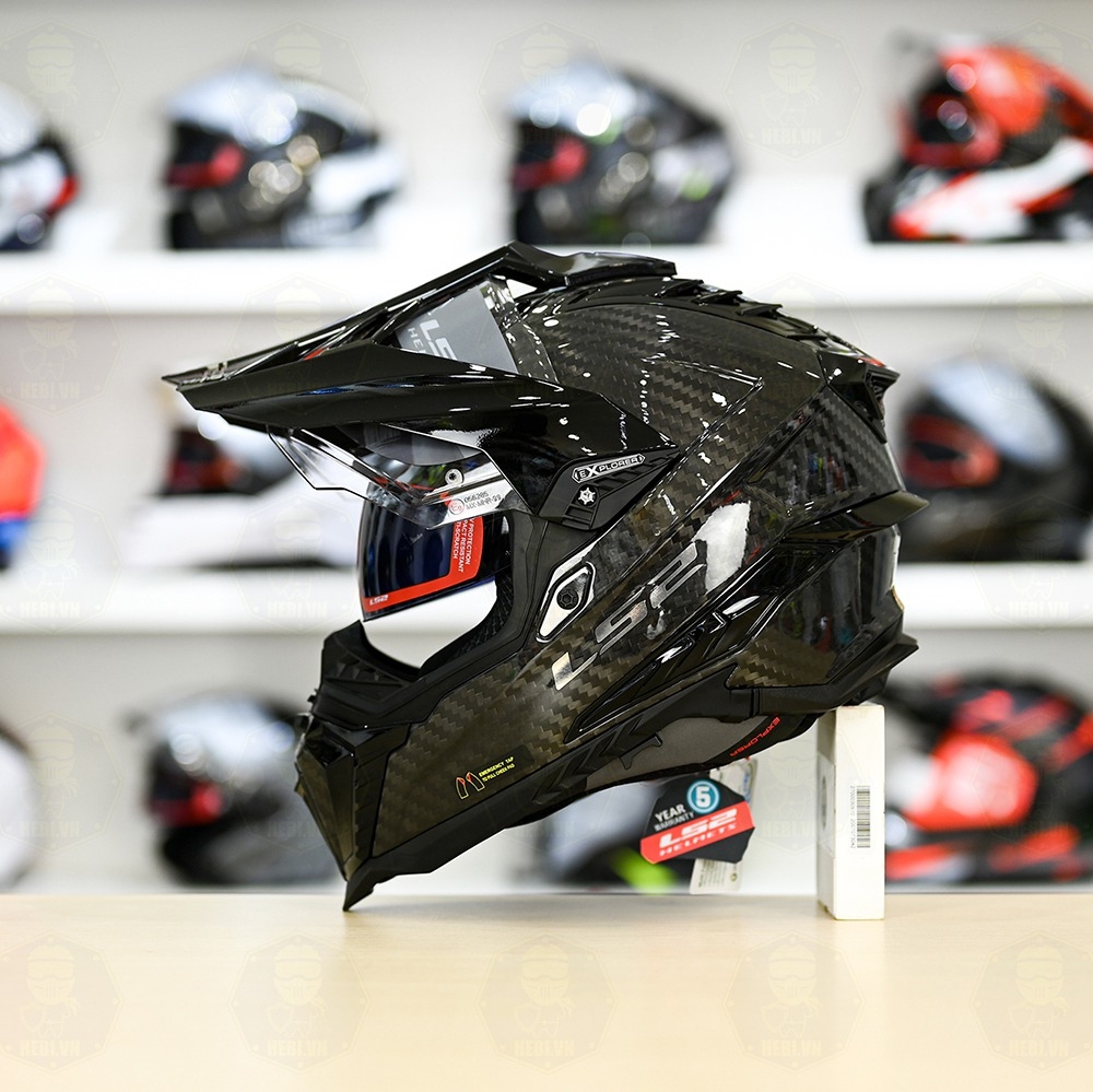 Mũ Dual Sport LS2 MX701 Explorer Carbon Full Graphics Freeship