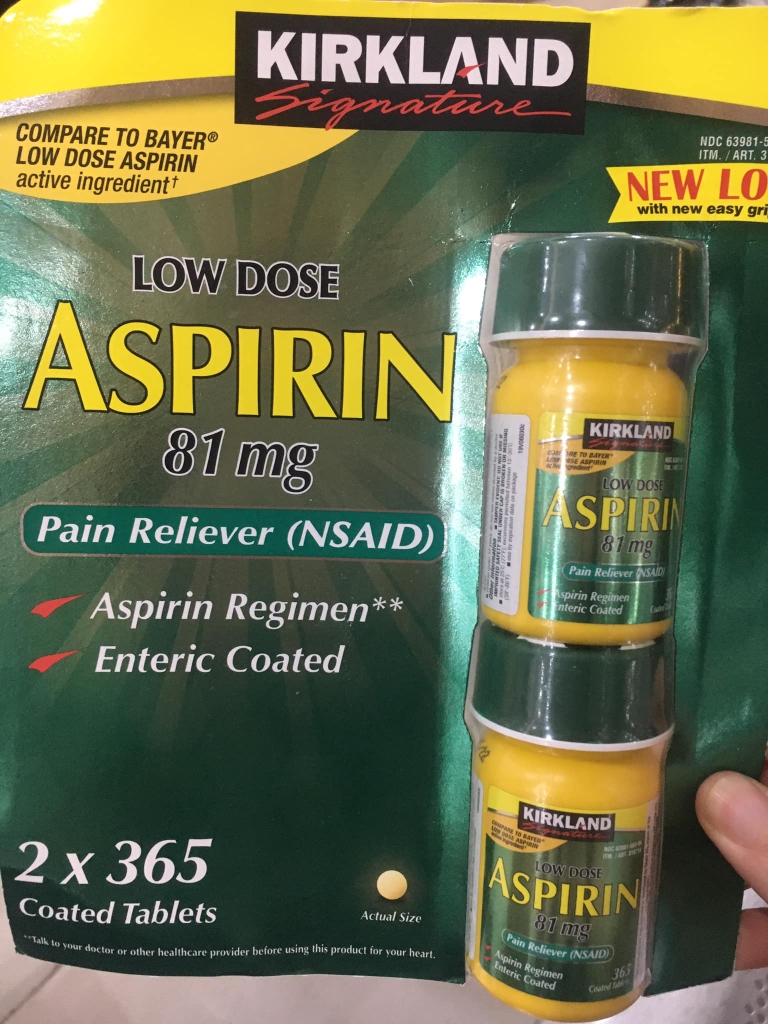 Aspirin 81mg Kirkland/tim mạch/thuốc tân