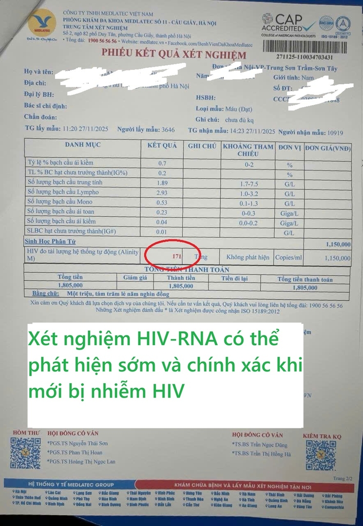 Dùng xét nghiệm đo tải lượng HIV-RNA để phát hiện sớm bị nhiễm HIV