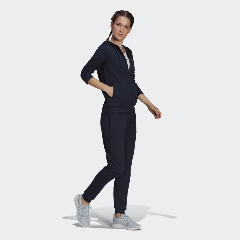 Bộ Thể Thao Adidas Nữ Chính Hãng - Essentials Logo French Terry Track Suit - Navy | JapanSport H07869