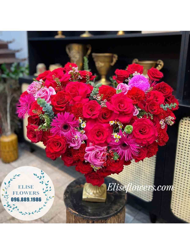 Bình hoa đỏ hình trái tim chúc mừng kỉ niệm ngày cưới | HOA TÌNH YÊU