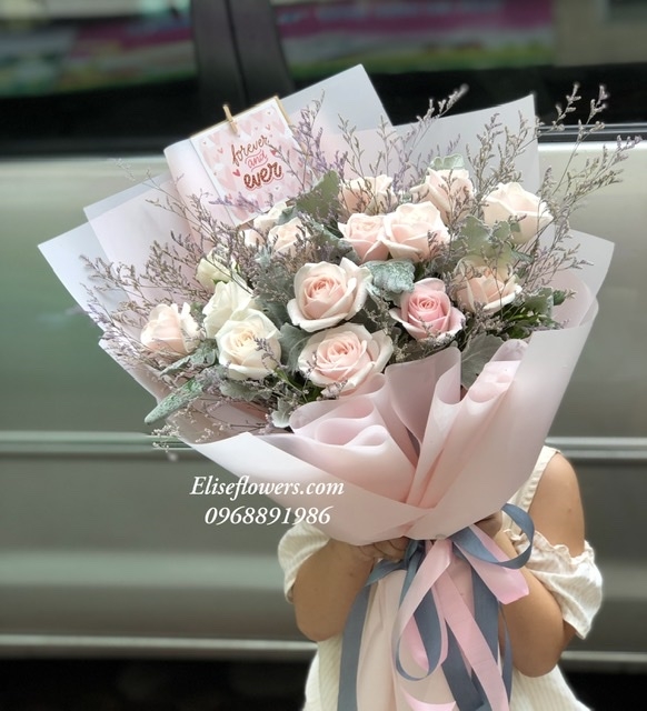 Bó hoa tặng sinh nhật hồng  Tươi Trẻ  Điện Hoa Hải Hà