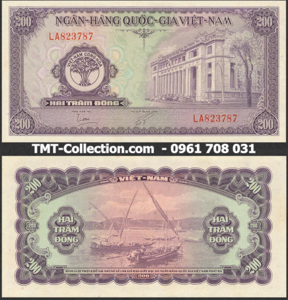 Tiền Việt Nam Cộng Hòa 200 ĐỒNG 1958