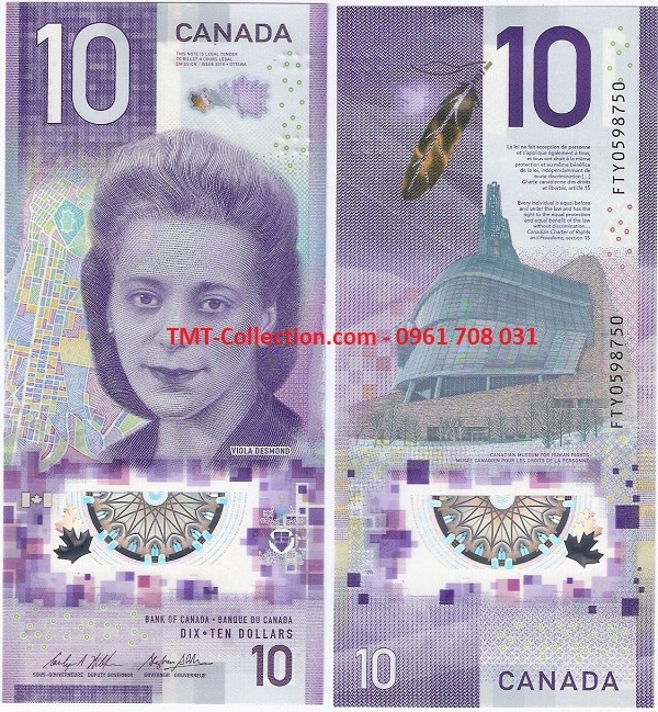 Canada 10 dollar 2018 polyme kỷ niệm UNC (tờ)