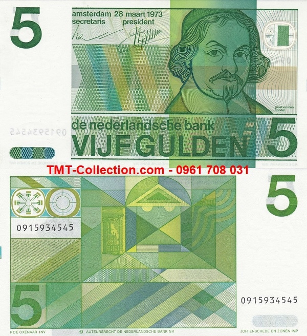 Netherlands - Hà Lan 5 Gulden 1973 UNC