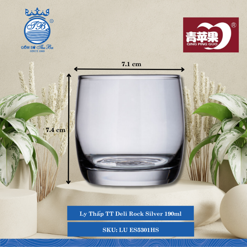Ly Thấp Rock Silver (Nhiều Size) DELI Thủy Tinh