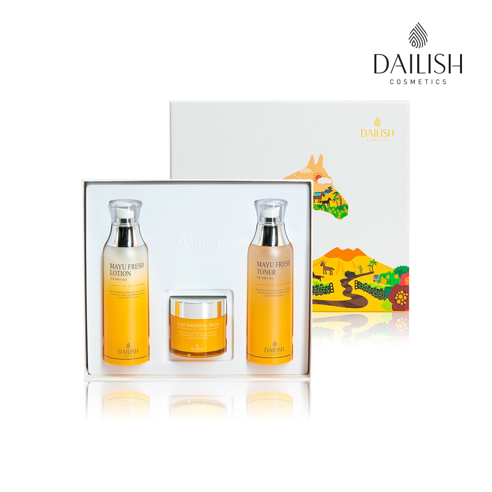 Bộ dưỡng da dầu ngựa dưỡng ẩm chống lão hóa da sáng bóng Dalish Mayu Fresh 3 Types Set  (Mayu Fresh Toner, Mayu Fresh Lotion, và Mayu Waterful Cream)