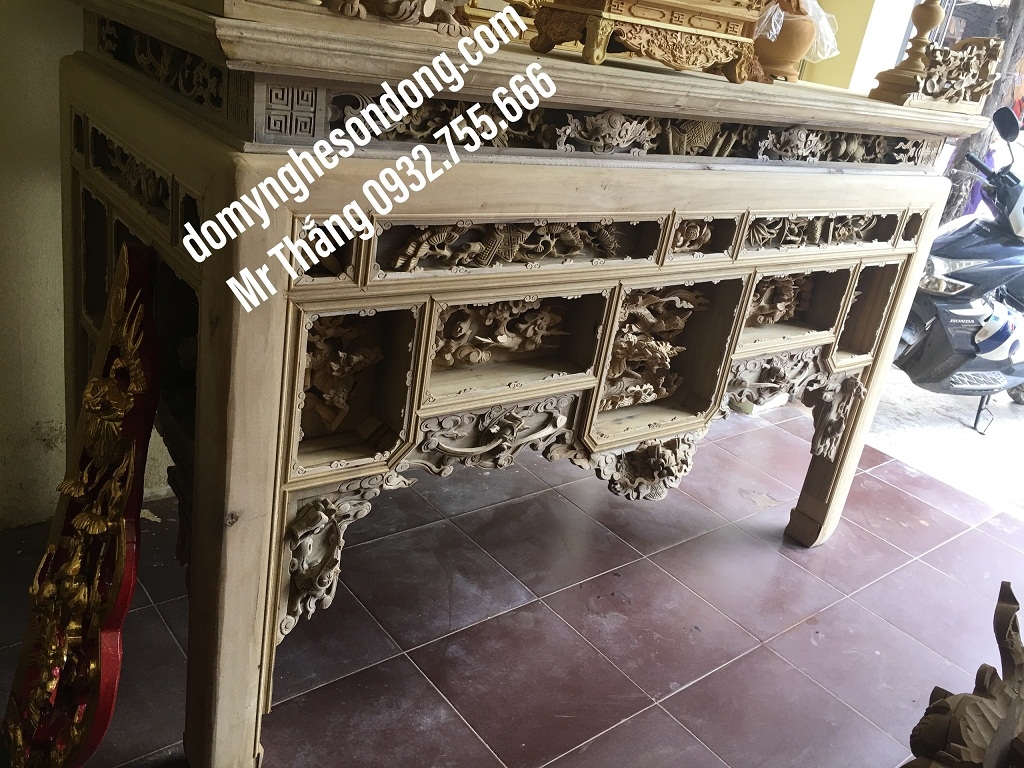 Bàn thờ ô xa gỗ dổi