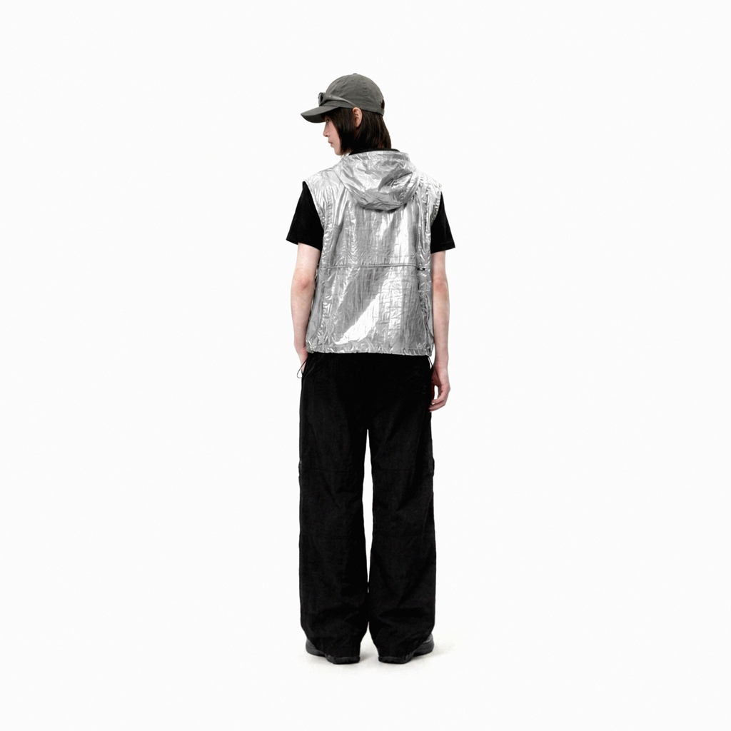 ONTOP Nylon Hooded Vest - Silver
