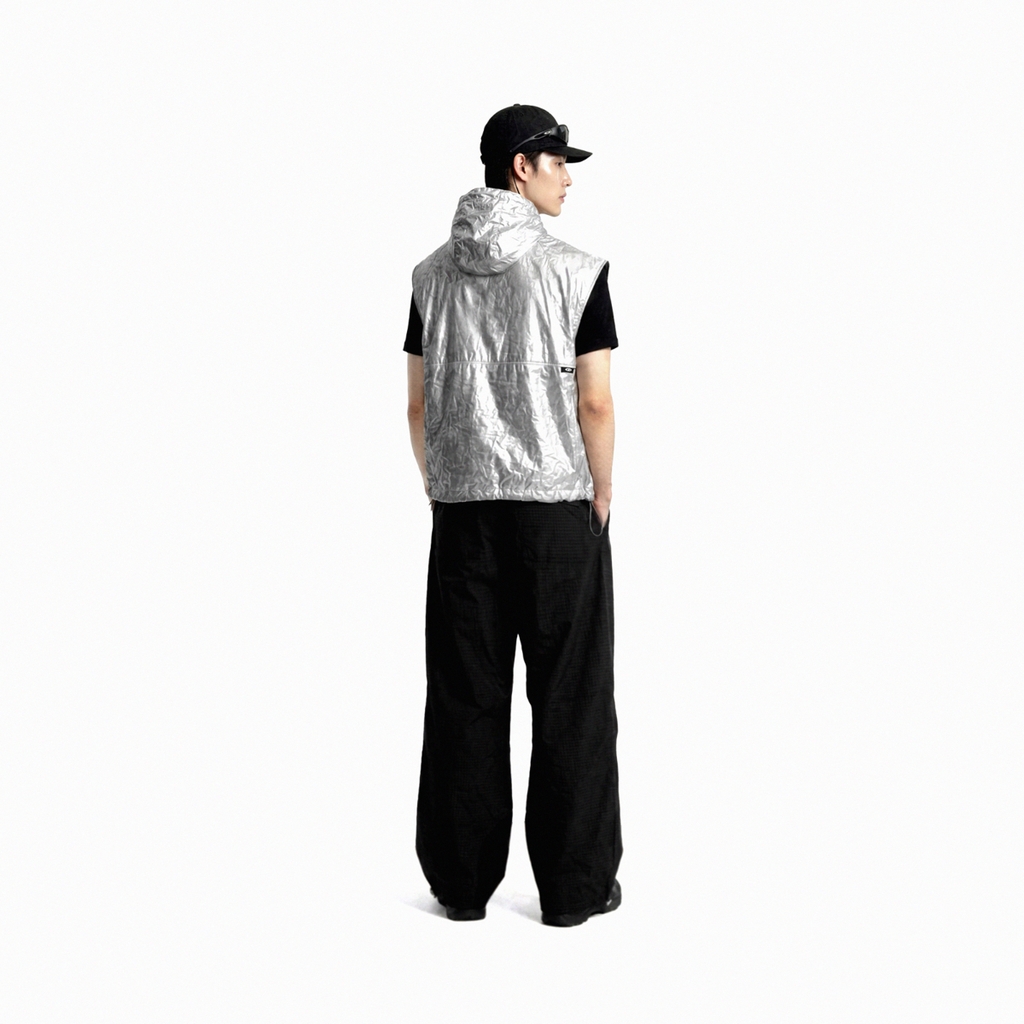 ONTOP Nylon Hooded Vest - Silver
