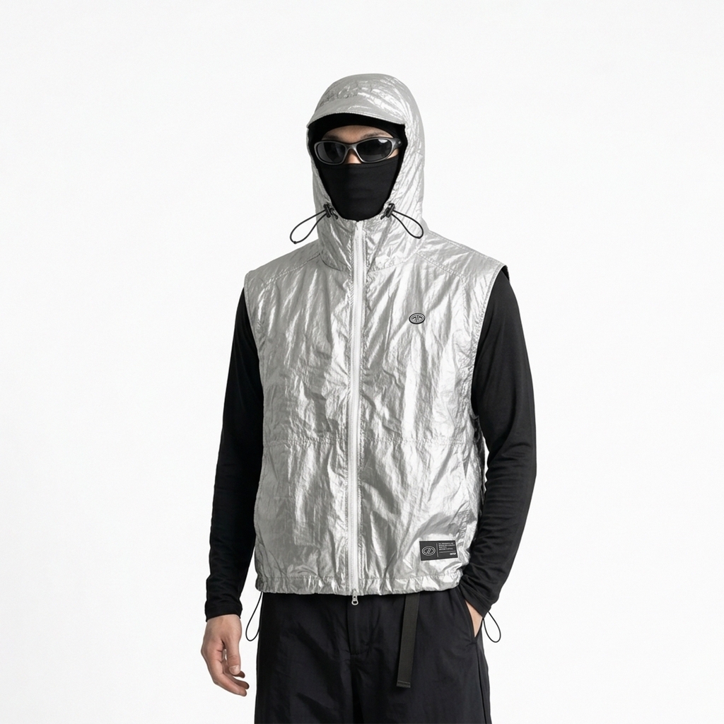 ONTOP Nylon Hooded Vest - Silver
