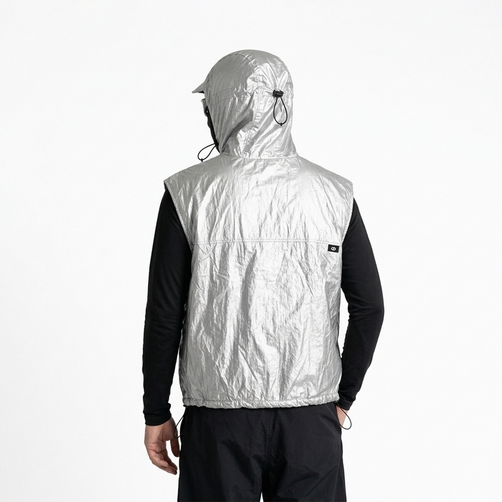ONTOP Nylon Hooded Vest - Silver