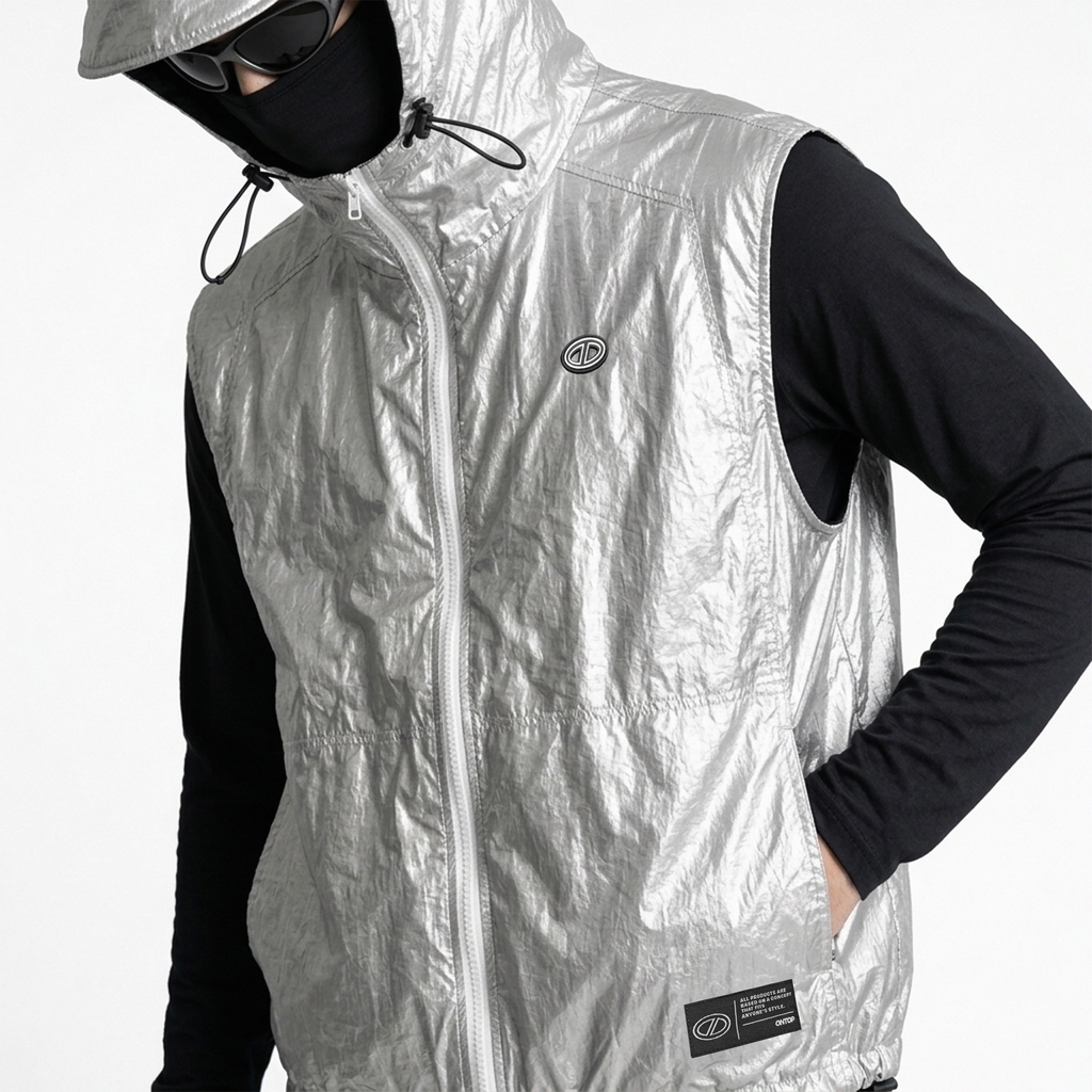 ONTOP Nylon Hooded Vest - Silver