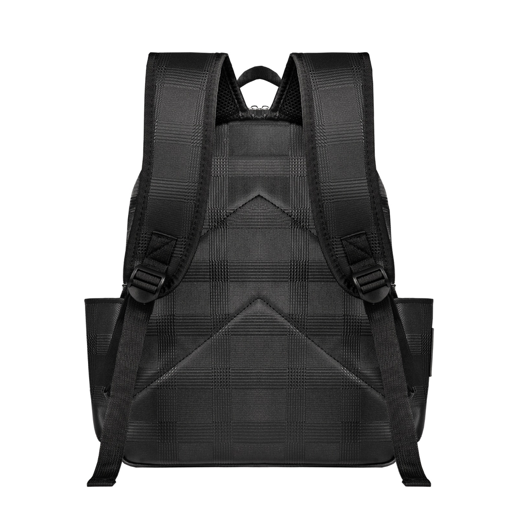 ONTOP Basic Leather Backpack with Plaid Print