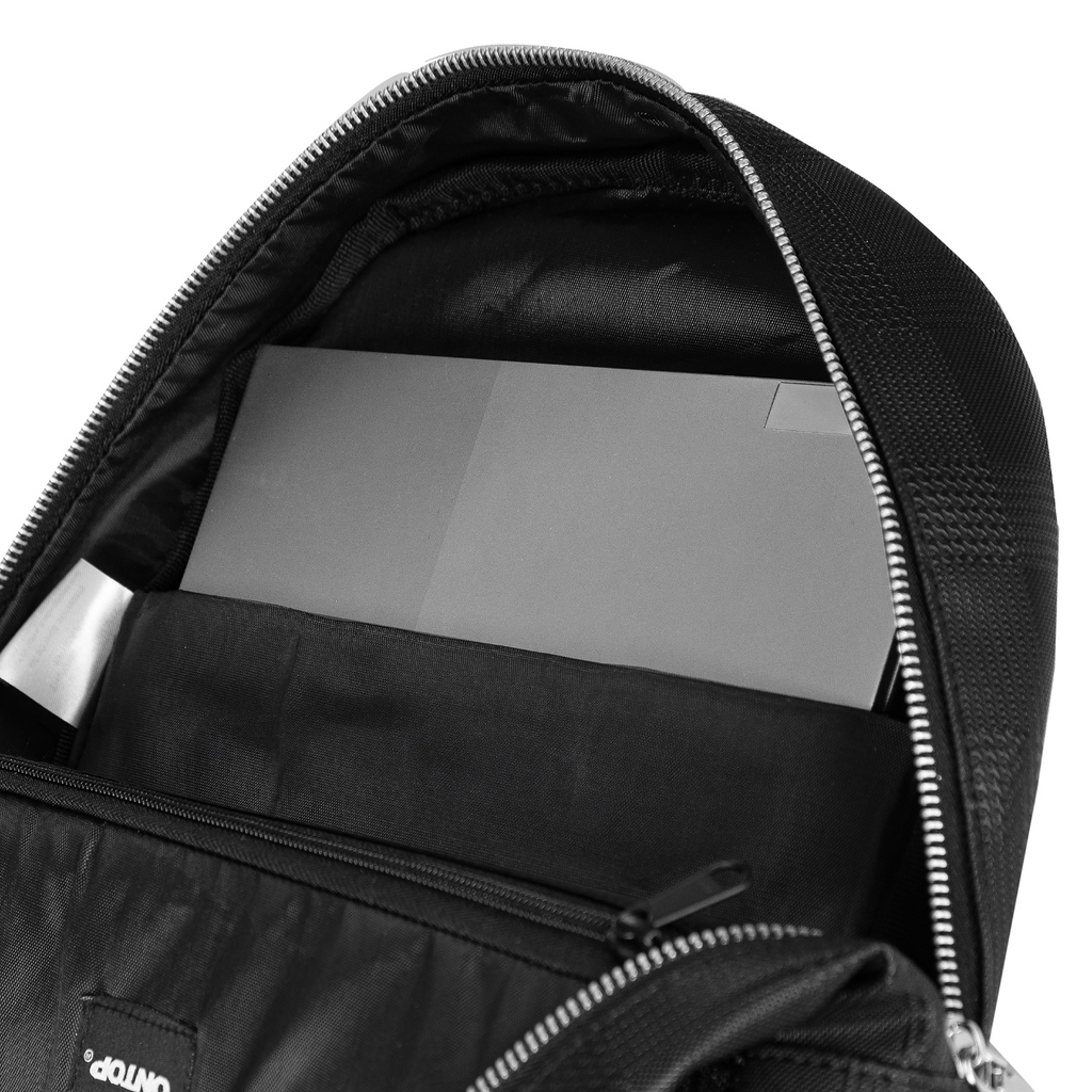 ONTOP Basic Leather Backpack with Plaid Print