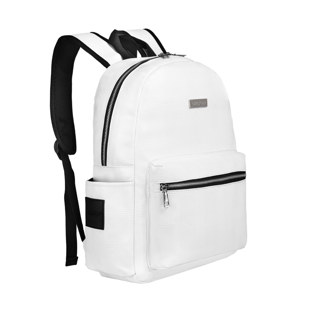ONTOP Basic Leather Backpack with Plaid Print