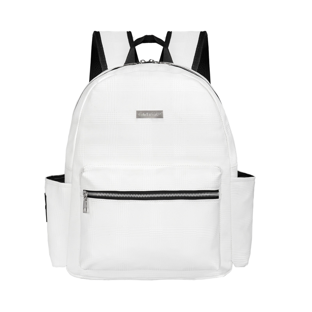 ONTOP Basic Leather Backpack with Plaid Print