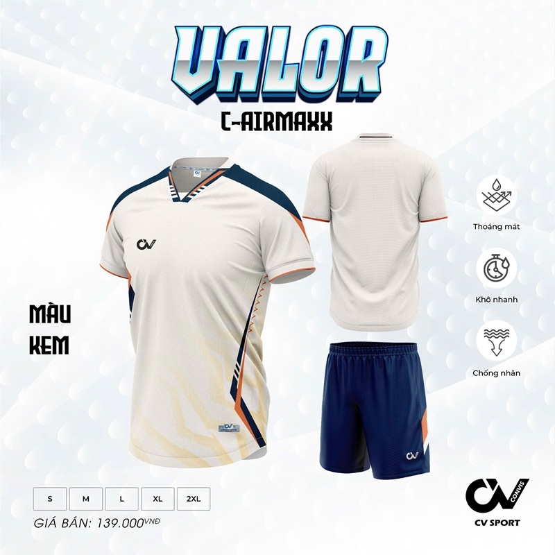 Áo bóng đá không logo CV Sport VALOR