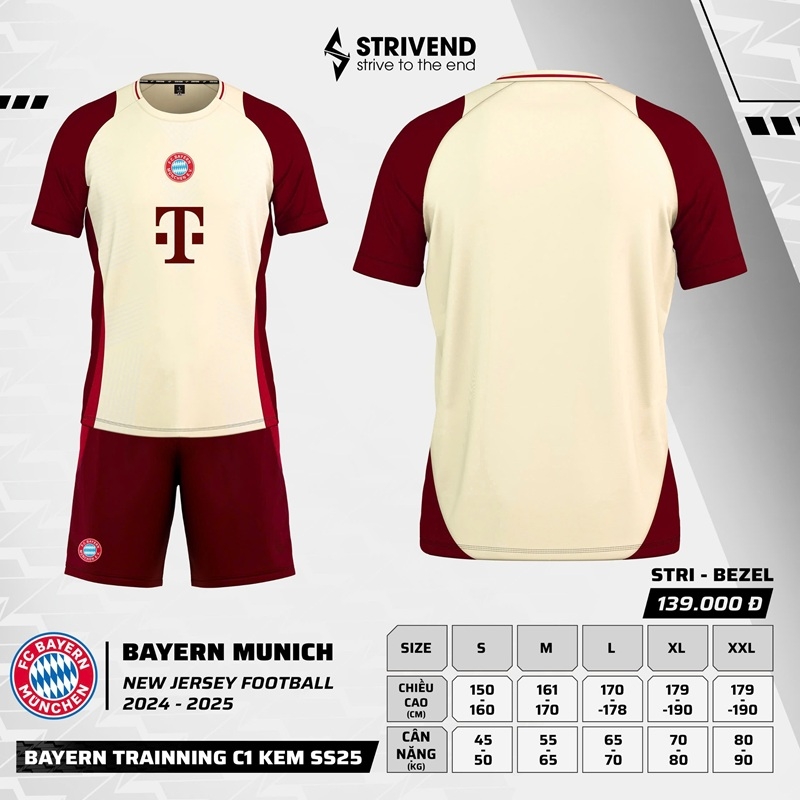 Quần áo bóng đá Strivend Bayern Munich Training C1 2024/25 [thun mè Poly]