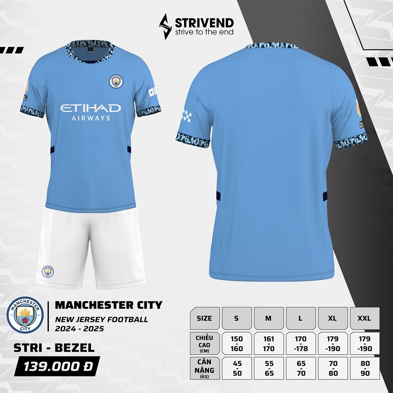 Quần áo bóng đá Strivend Man city 2024/25 [thun mè Poly]
