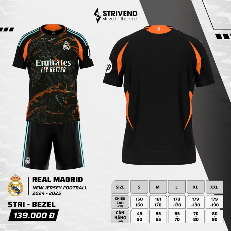 Quần áo bóng đá Strivend Real Madrid 2024/25 [thun mè Poly]