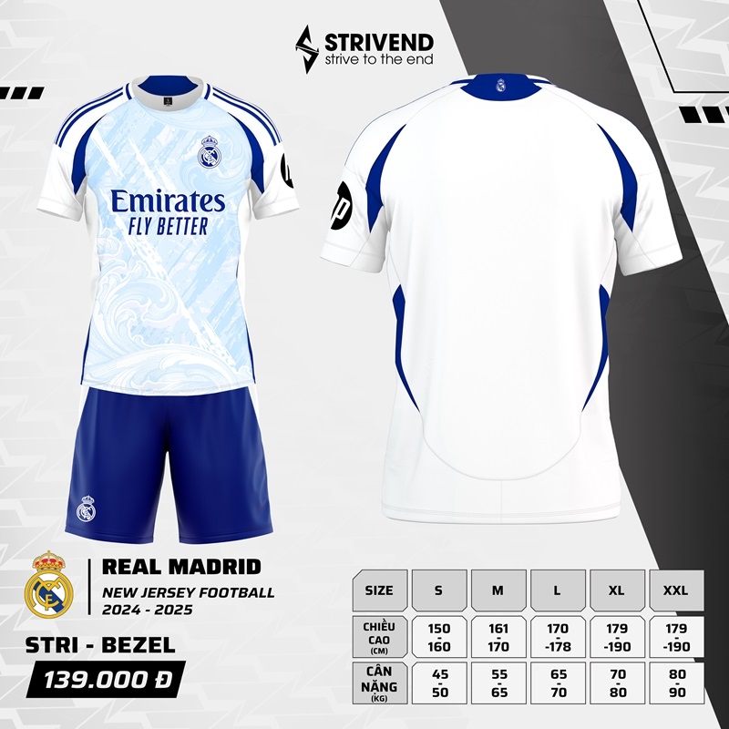 Quần áo bóng đá Strivend Real Madrid 2024/25 [thun mè Poly]