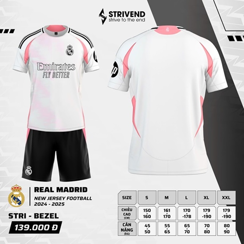 Quần áo bóng đá Strivend Real Madrid 2024/25 [thun mè Poly]