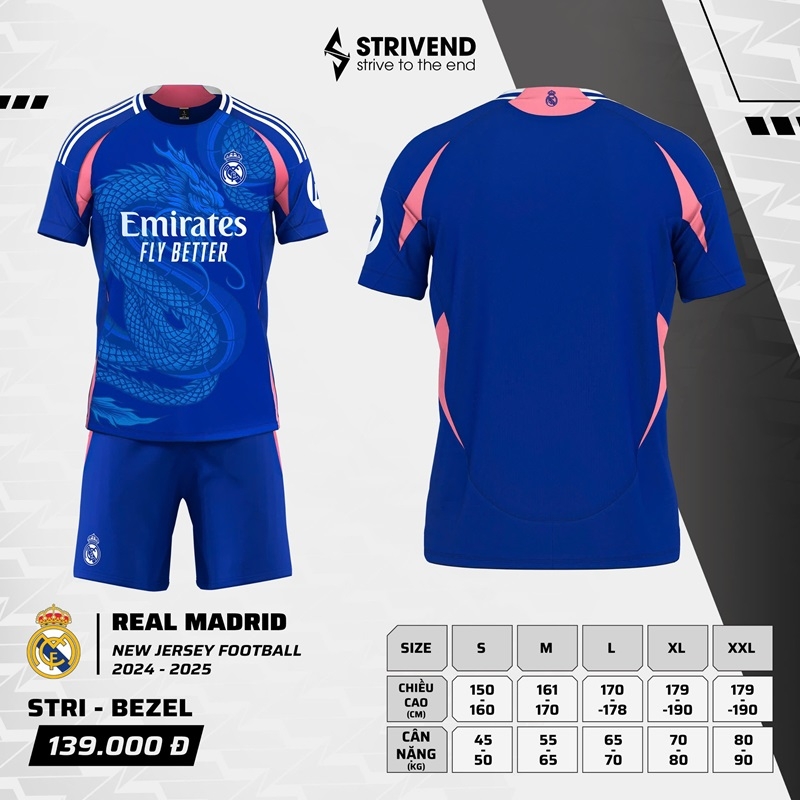 Quần áo bóng đá Strivend Real Madrid 2024/25 [thun mè Poly]