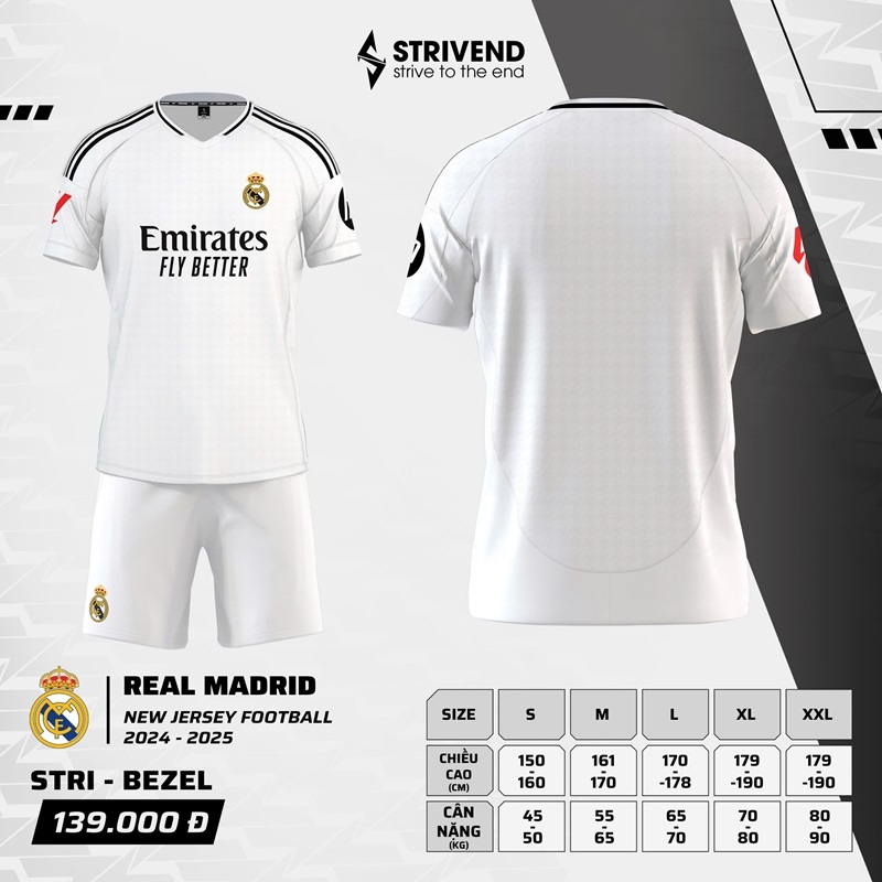 Quần áo bóng đá Strivend Real Madrid 2024/25 [thun mè Poly]