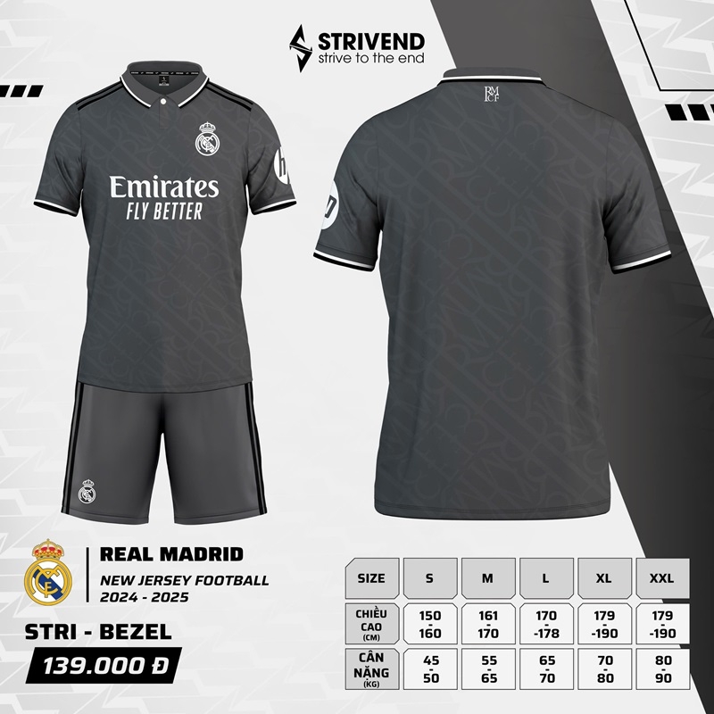 Quần áo bóng đá Strivend Real Madrid 2024/25 [thun mè Poly]