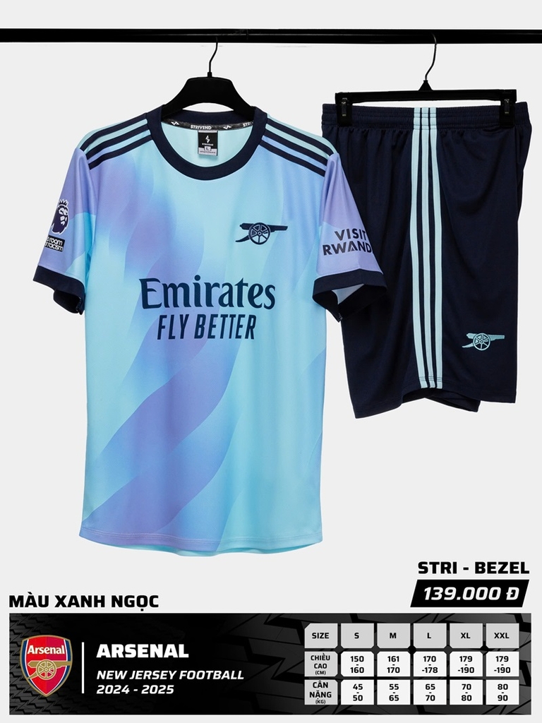 Quần áo bóng đá Arsenal 2024/25 [Strivend thun mè Poly]