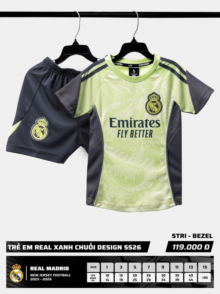 Quần áo trẻ em Real Madrid 2025/26 [Strivend]