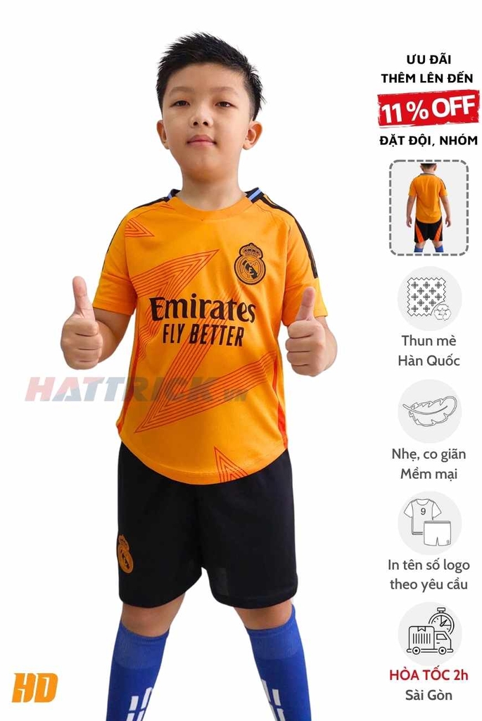 Quần áo bóng đá Trẻ Em Real Madrid 2024/25 (Thun mè Hàn Quốc)