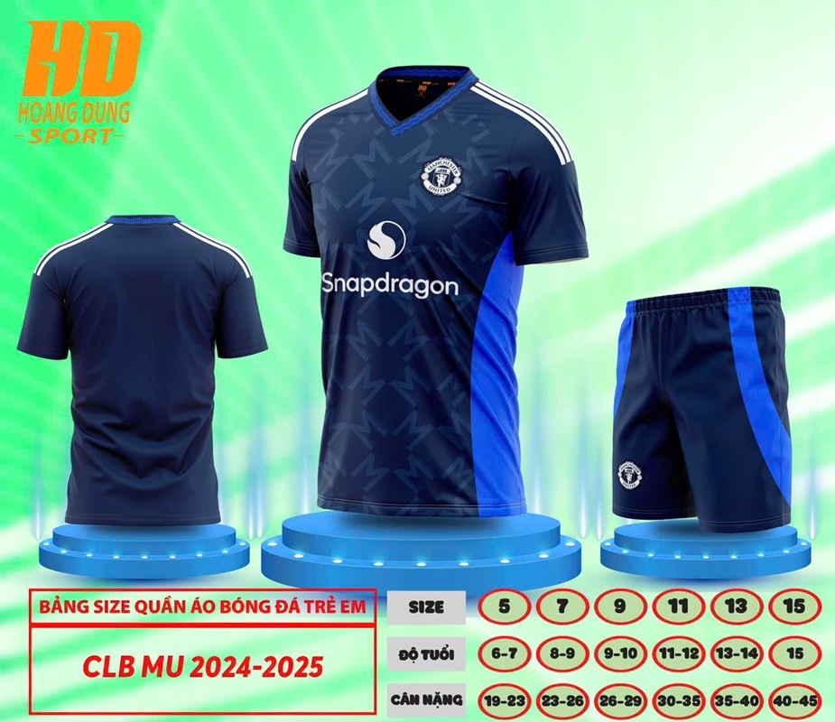 Quần áo bóng đá Trẻ Em MU 2024/25 (Thun mè Hàn Quốc)