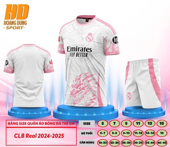 Quần áo bóng đá Trẻ Em Real Madrid 2024/25 (Thun mè Hàn Quốc)