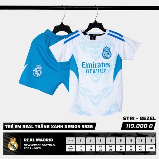 Quần áo trẻ em Real Madrid 2025/26 [Strivend]