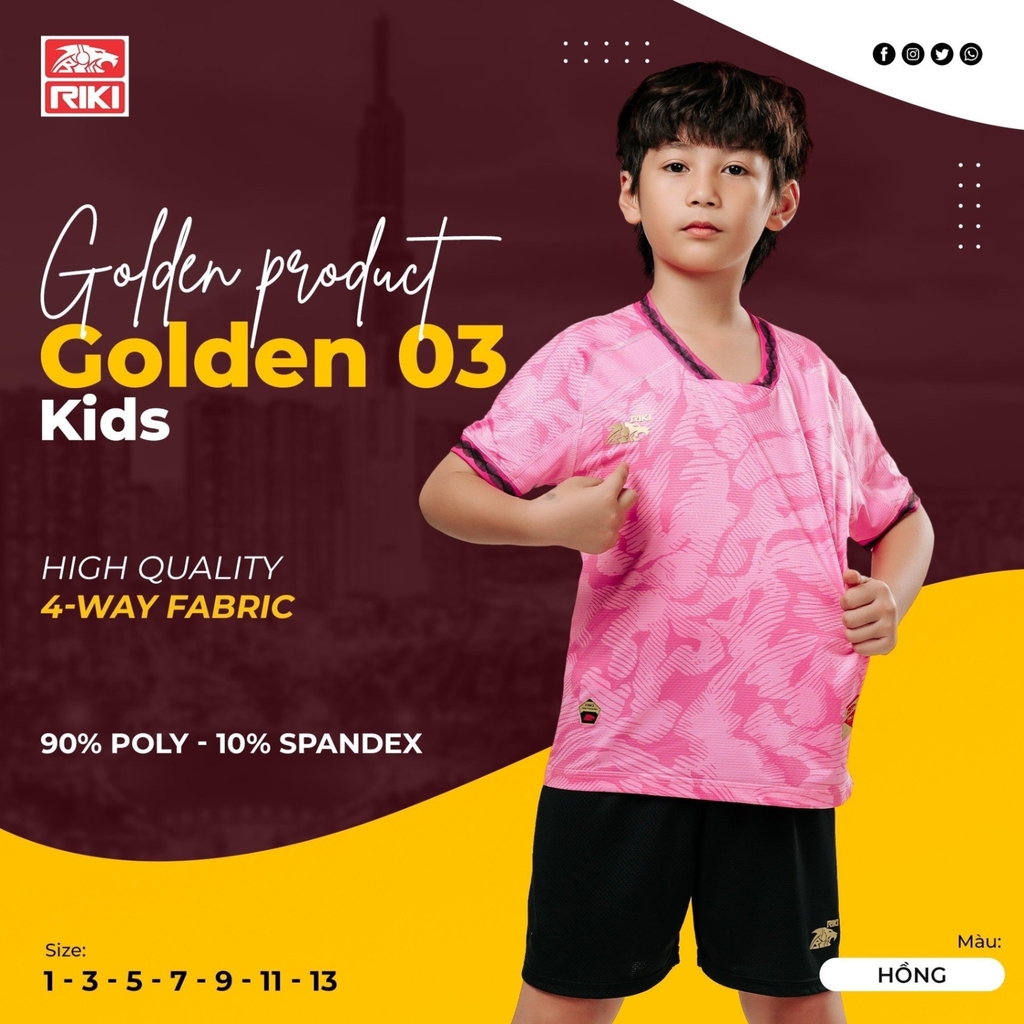 Quần áo bóng đá trẻ em Riki Golden 3