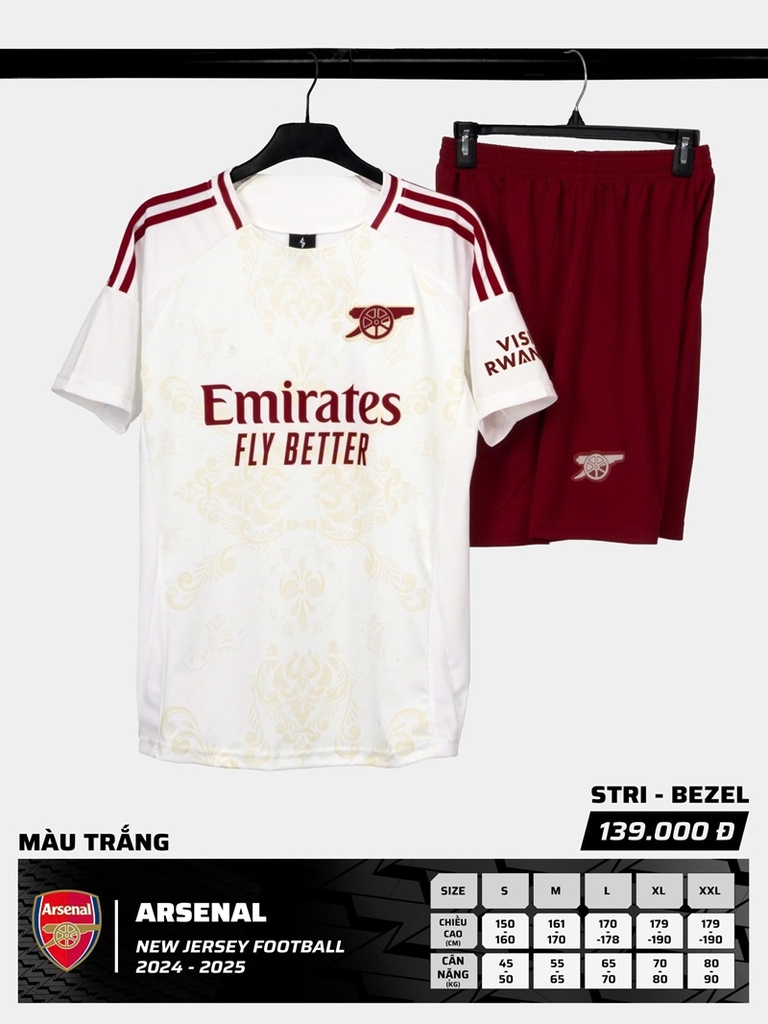 Quần áo bóng đá Arsenal 2024/25 [Strivend thun mè Poly]
